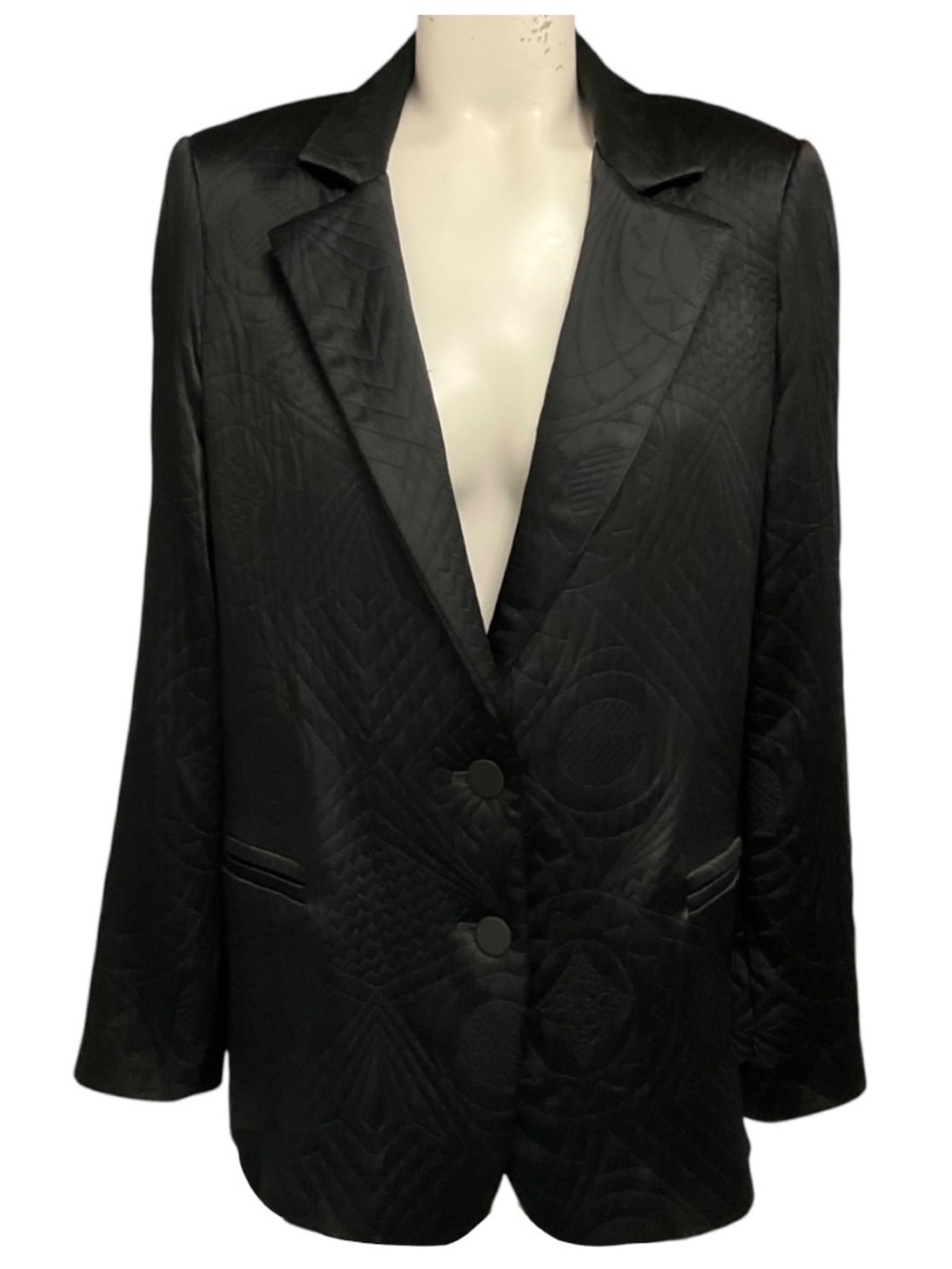 FORTE_FORTE BLACK QUILTED SATIN MATELASSE JACKET